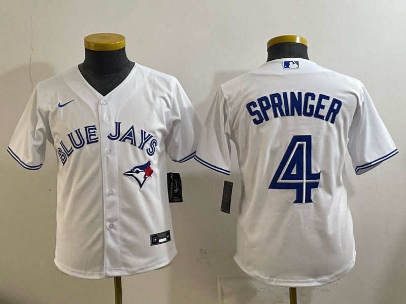 Youth 2025 Nike Toronto Blue Jays #4 Springer White Game MLB Jersey 01->youth mlb jersey->Youth Jersey
